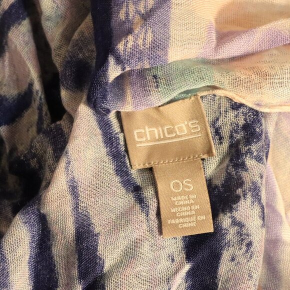 Chico scarf white, blue, and purple lightweight summer scarf with animal print - Picture 2 of 5